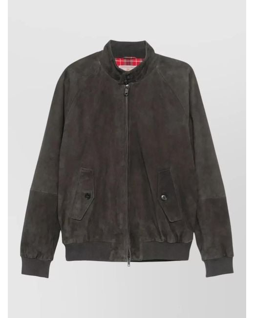 Baracuta Gray Suede G9 Bomber Jacket Buttoned Collar for men