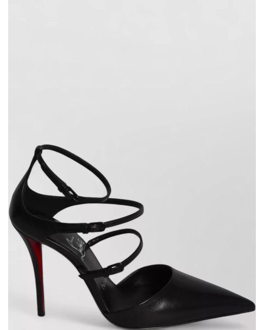 Christian Louboutin Black Milena Pumps Pointed Toe Stiletto Straps