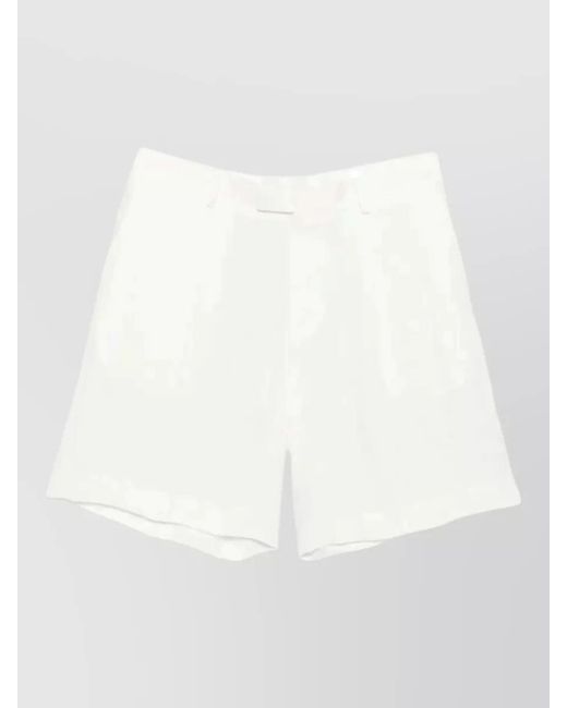 Lardini White Paaramis Pleated Shorts Belt Loops for men