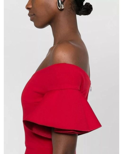 Solace London Red Off-Shoulder Maxi Dress