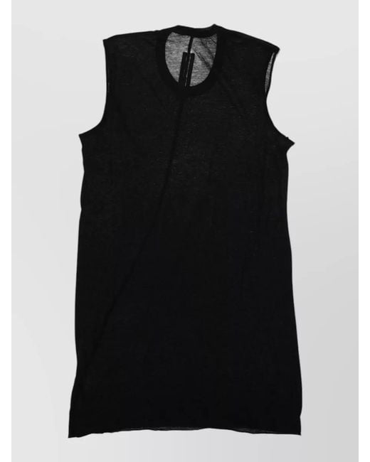 Rick Owens Black Casual Sleeveless Round Neck Lightweight Shirt for men