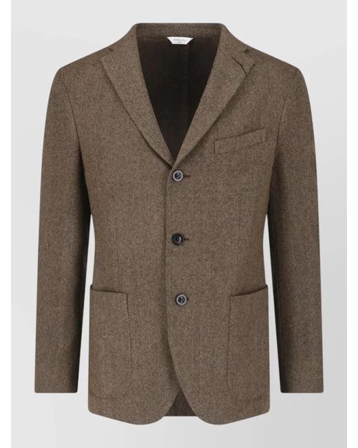 Boglioli Green Tailored Blazer Herringbone Pattern Front Pockets for men