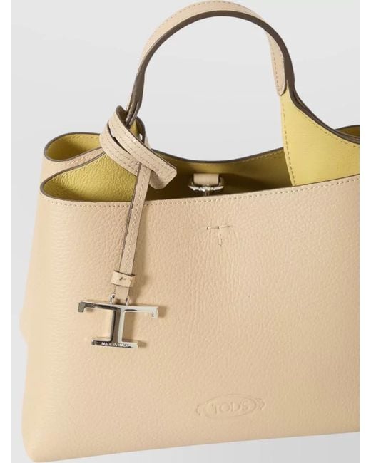 Tod's Natural Micro Leather Shoulder Bag Structured Design