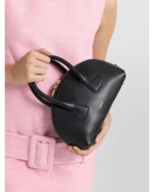 Patou Black Leather Mini Shoulder Bag