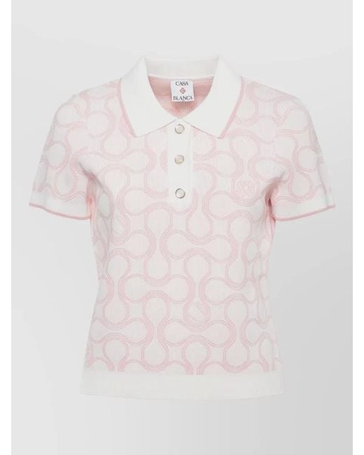 Casablanca Pink Knit Polo Shirt Optical Drop Pattern