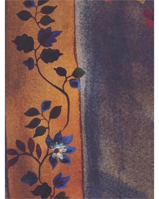Faliero Sarti Multicolor Floral Carpet Print Scarf Fringed Edges