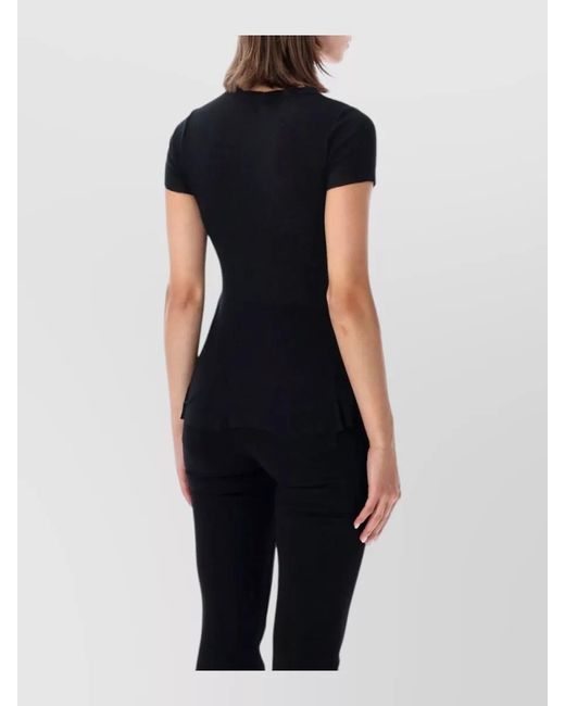James Perse Black Short Sleeve Sheer Rib Knit Top