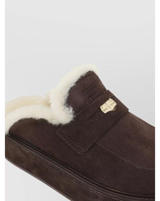 Miu Miu Brown Platform Sabot Sandals Tone Hardware