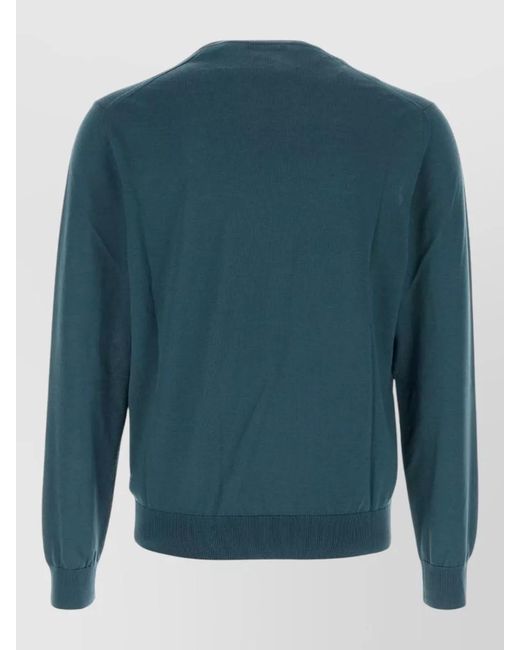 Prada Blue Wool Sweater Long Sleeves Crew Neck for men
