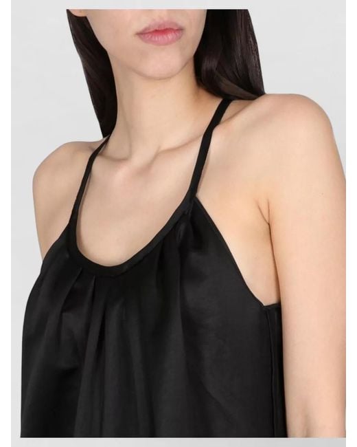 Alysi Black Satin Jumpsuit Floor Length Halter Neckline