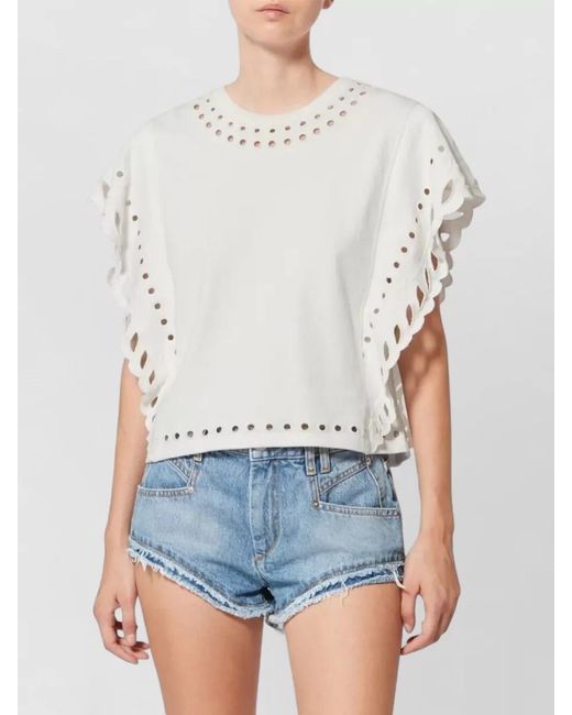 Isabel Marant White Cotton Short-Sleeve Blouse