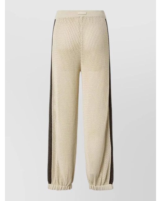 Pinko Natural Trousers Elasticated Cuffs Mesh Panels Design