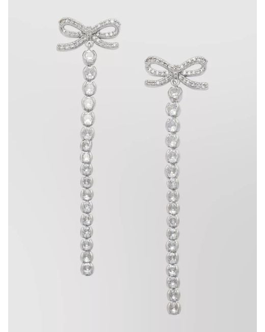 Self-Portrait White Bow Rhinestone Dangle Earrings Motif