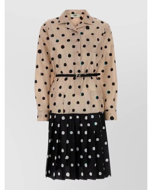 Fendi White Polka-Dot-Pattern Dress