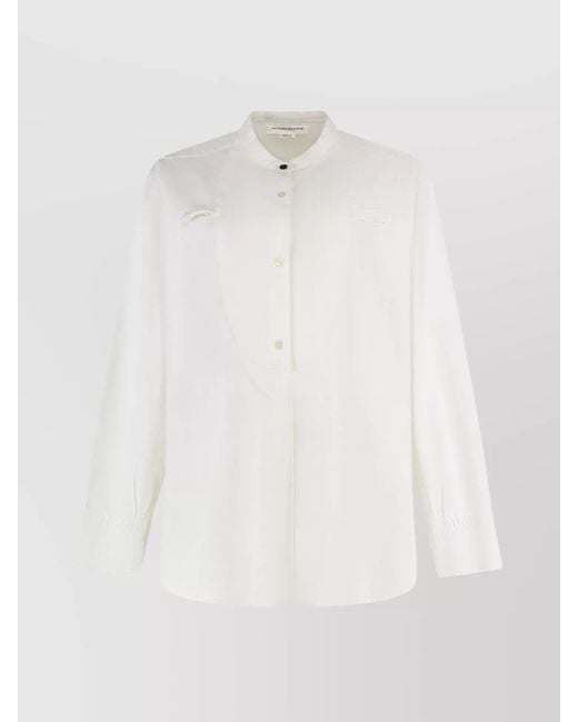 Victoria Beckham White Cotton Shirt With Buttoned Cuffs And Chest Pocket