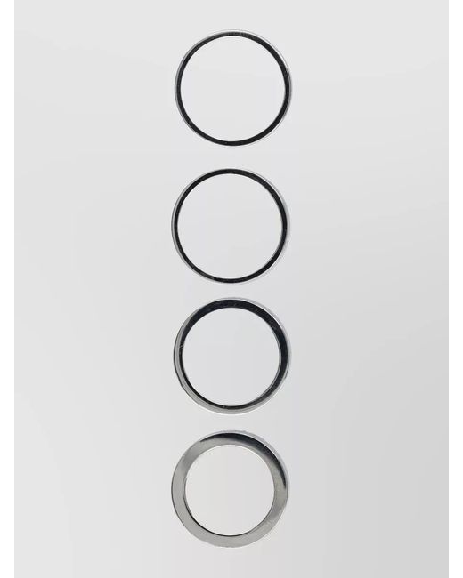 MM6 by Maison Margiela Metallic Four Ring Set Polished Finish Stackable Design for men