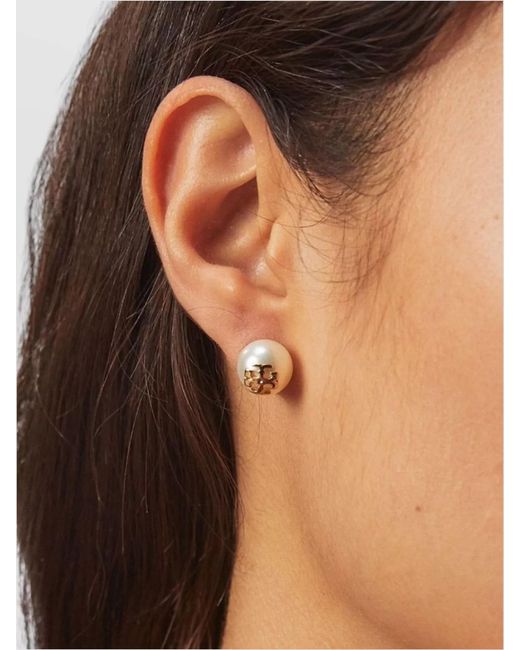 Tory Burch Metallic Mother Of Pearl Stud Earrings