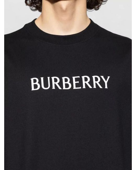 Burberry Black Tshirt With Logo Print for men