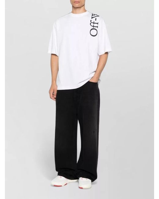 Off-White c/o Virgil Abloh White Cotton Logo Print Crew Neck Short Sleeve T-Shirt for men