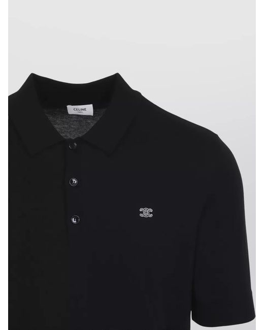 Céline Black Polo Sweater Straight Fit Ribbed Trims for men