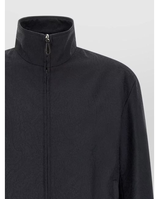 Etro Blue Arnica Jacket Paisley Pattern High Collar for men