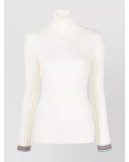 Etro White Sophisticated Wool Blend Turtleneck Sweater