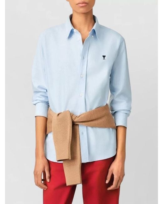 AMI Blue Regular Fit Shirt Long Sleeves Button Down Collar