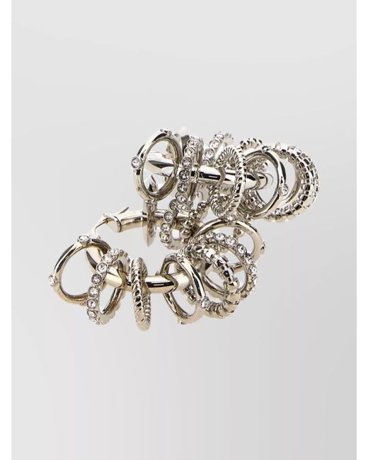 AMINA MUADDI Metallic Crystal Embellished Hoop Earrings