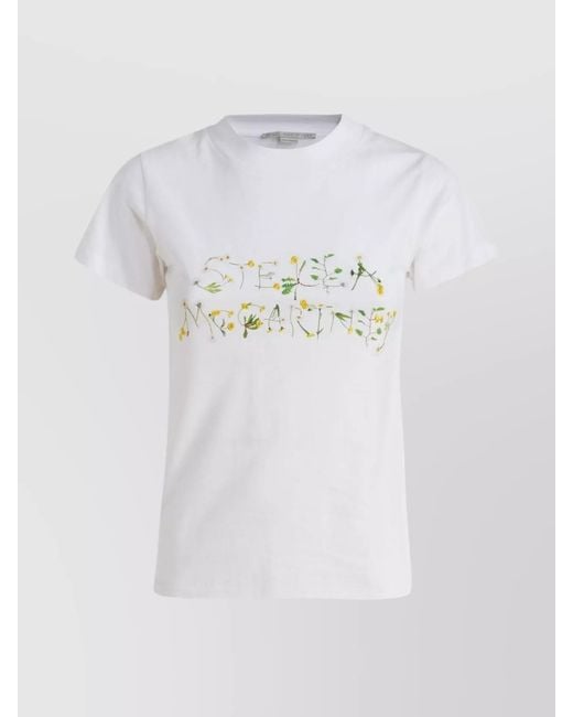 Stella McCartney White Cotton Logo Print Short-Sleeve T-Shirt