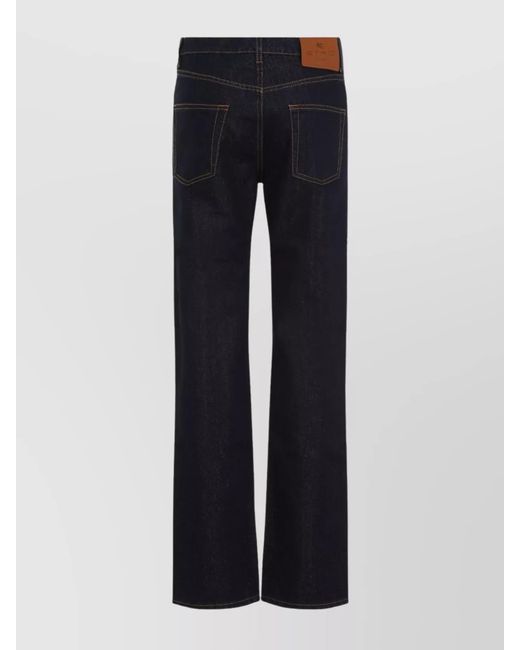 Etro Blue Lurex Straight-Leg Jeans
