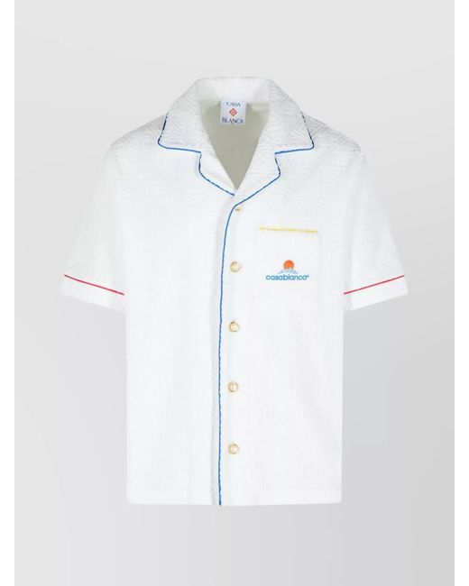 Casablanca White Monogrammed Jacquard Cotton Blend Terry Cloth Shirt for men