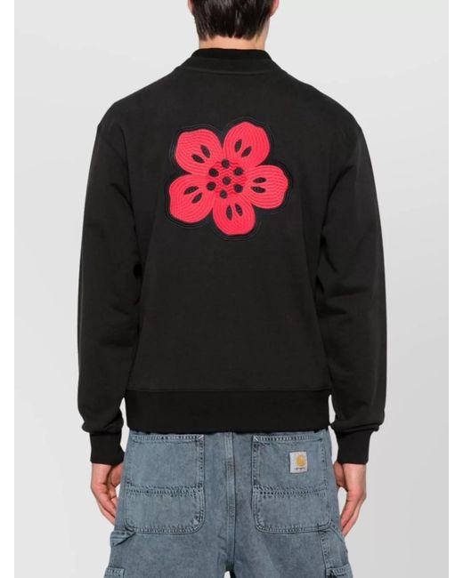 KENZO Black Cotton Ribbed Crewneck Sweatshirt for men
