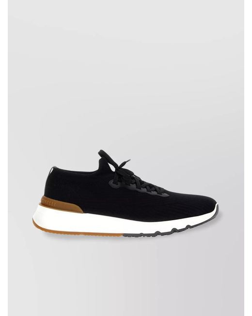 Brunello Cucinelli Black Knit Low-Top Sneakers for men