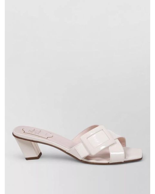 Roger Vivier Pink Buckle Mule Sandals Open Toe Block Heel