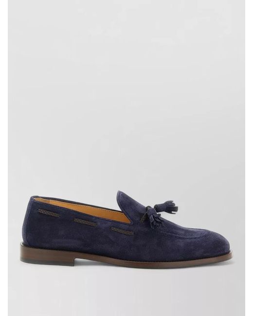 Brunello Cucinelli Blue Leather Loafers for men