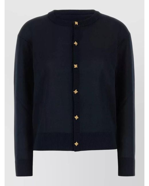 Bottega Veneta Blue Knit Cardigan Long Sleeves Round Neck