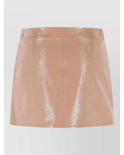 Courreges Natural Reedition Vinyl Miniskirt Buttons Seams Pockets