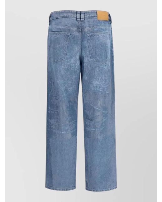 DIESEL Blue Straight Leg Trousers Nylon And Silk Blend for men