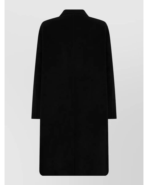 MM6 by Maison Margiela Black Long Wool Coat Notched Collar Silhouette for men