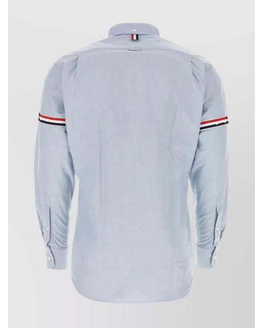 Thom Browne Blue Striped Cotton Long-Sleeve Button-Down Shirt for men