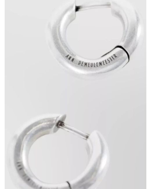 Ann Demeulemeester Metallic Mariela Anatomic Loop Earrings Engraved Detail