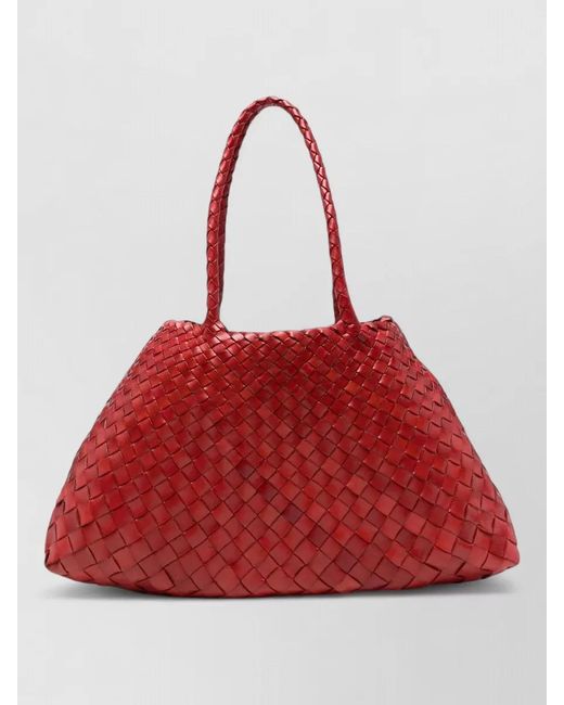 Dragon Diffusion Santa Croce Woven Leather Tote Bag in Red | Lyst