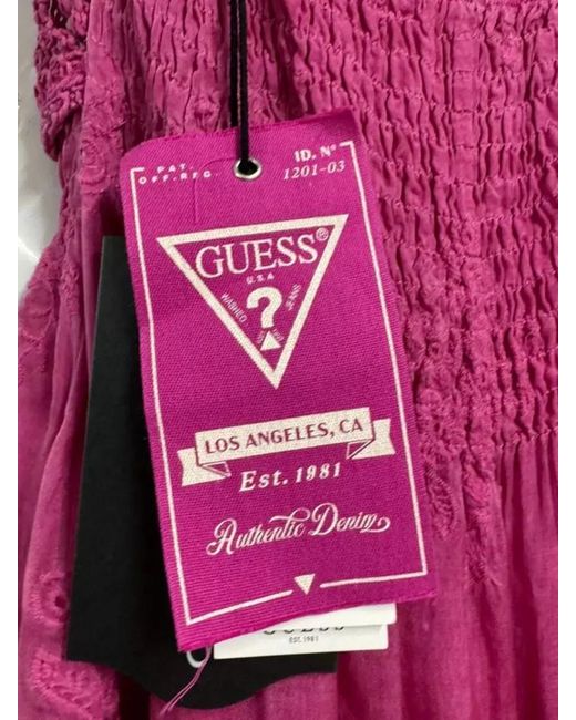 Guess Pink Halter Neck Dress Tiered Skirt Lace