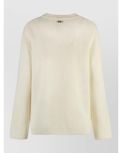MICHAEL Michael Kors Natural Merino Wool Crew Neck Ribbed Sweater