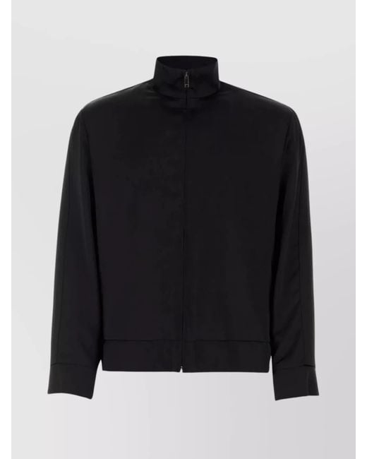 Valentino Garavani Black Satin Zip-Up Sweatshirt Jacket for men