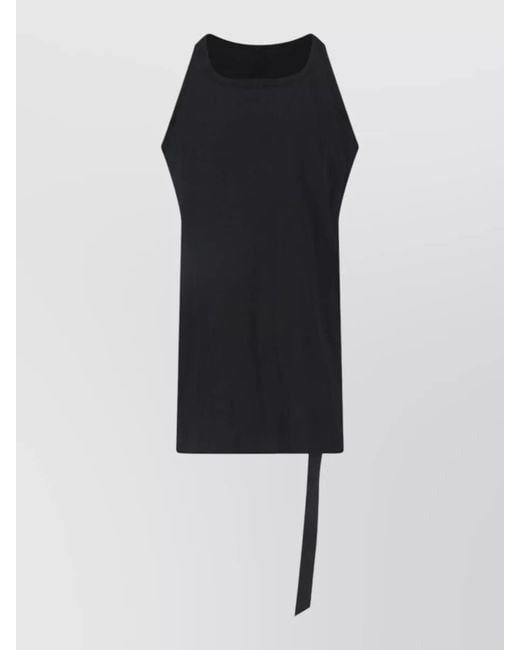 Rick Owens Black Sleeveless Relaxed Round Neck Plain Shirt for men