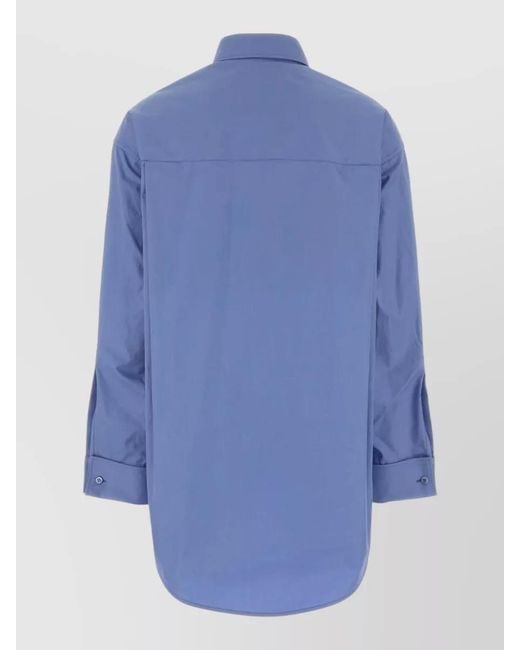 Balenciaga Blue Poplin Shirt Chest Pocket Curved Hem