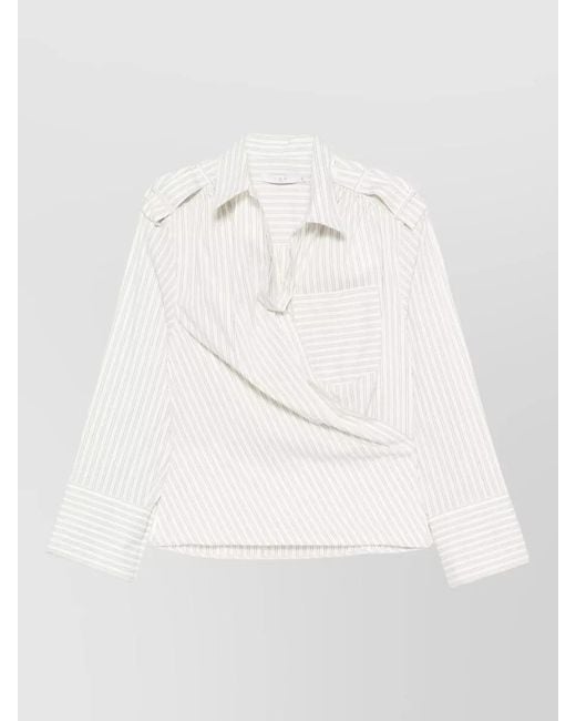 IRO White Striped Cotton Wrap Shirt