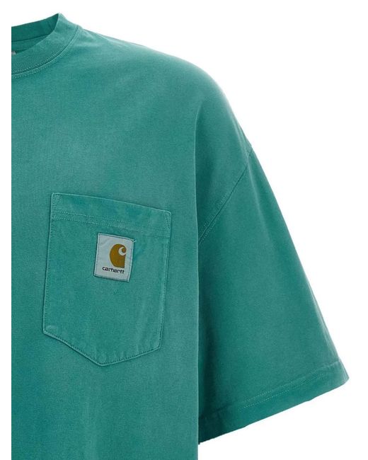 Carhartt Green Round Neck T-Shirt Short Sleeves Pocket for men