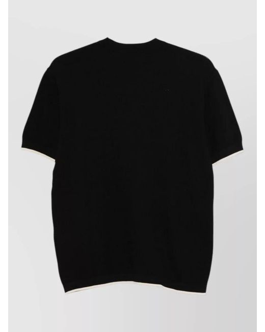 Emporio Armani Black Knitted Cotton T Shirt Crew Neck for men